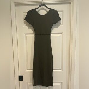 Zara Dark Olive Bodycon Midi Dress